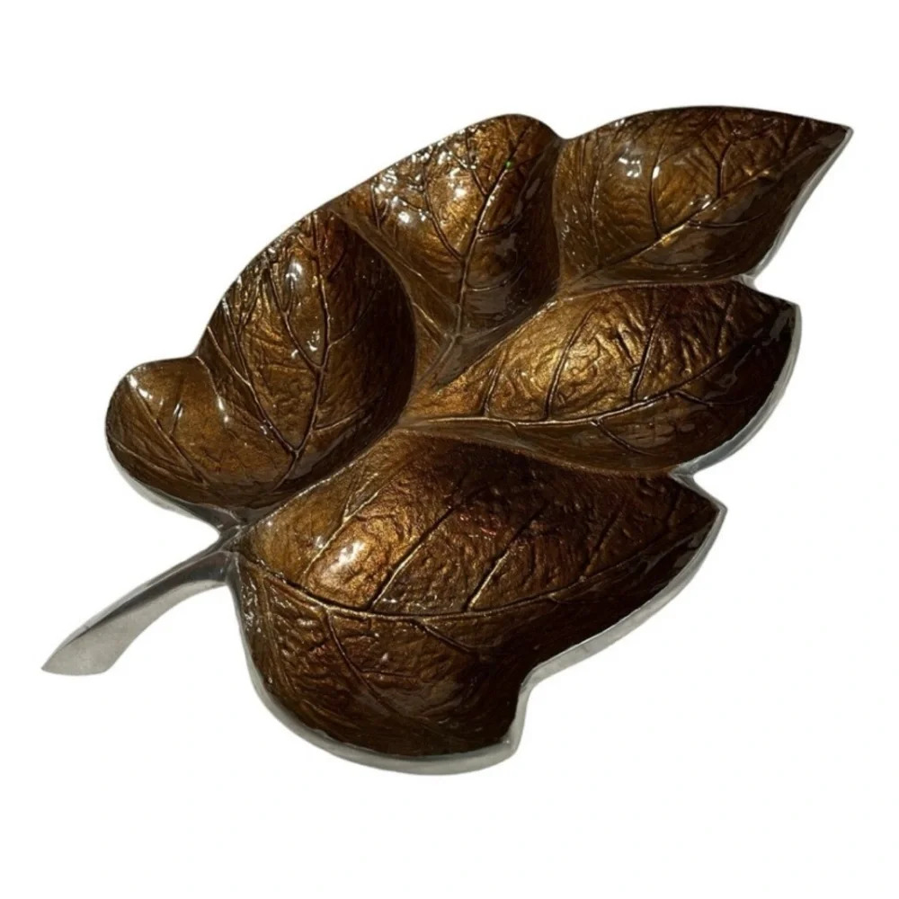 Aluminum Artistic Accents Leaf Sectioned Appetizer/Candy Platter
